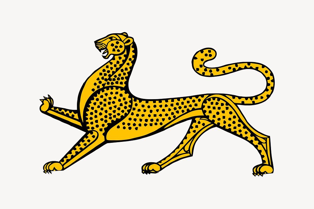 Golden leopard clipart, illustration psd. Free public domain CC0 image.