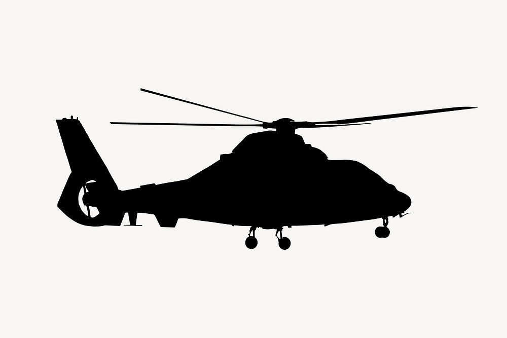 Helicopter silhouette clipart, illustration. Free public domain CC0 image.