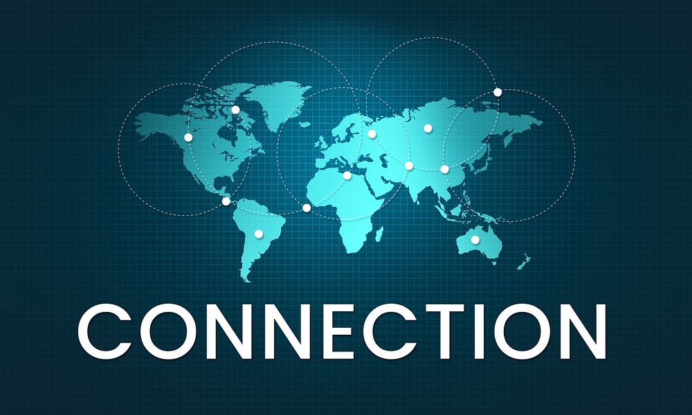 Graphic of global communication connected online community