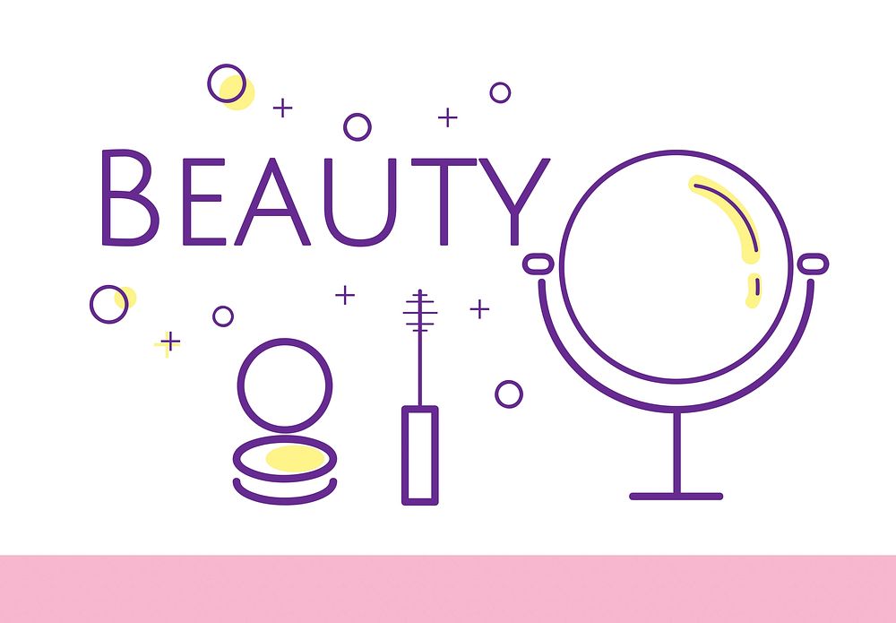 Illustration of beauty cosmetics makeover skincare