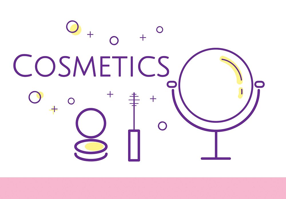 Illustration of beauty cosmetics makeover skincare
