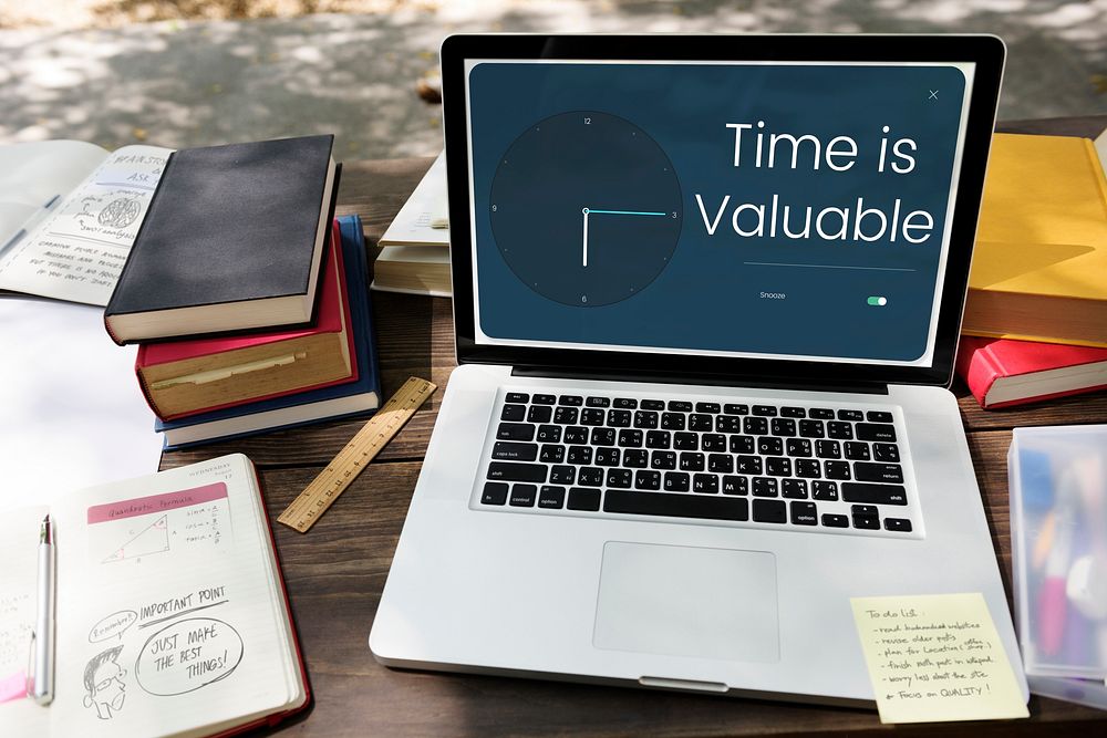Time is valuable and clock icon graphic