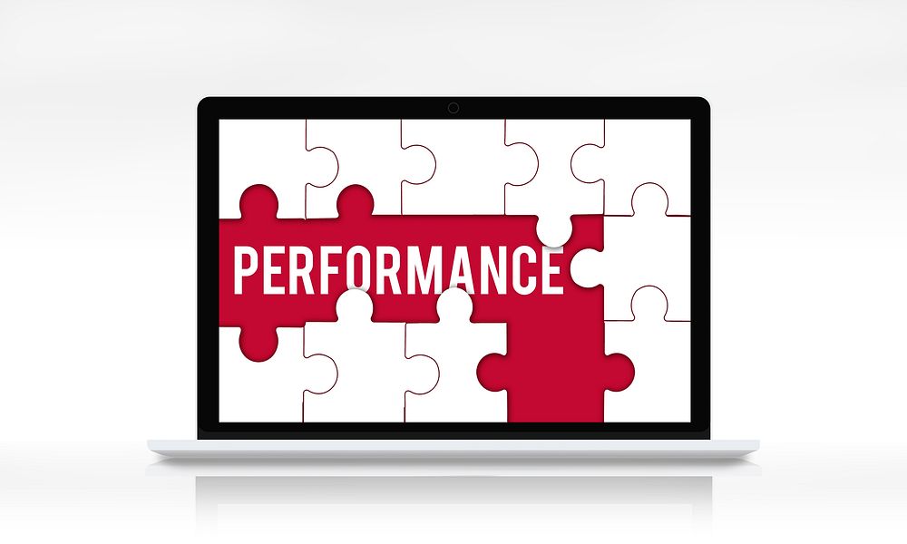Performance word puzzle pieces graphic