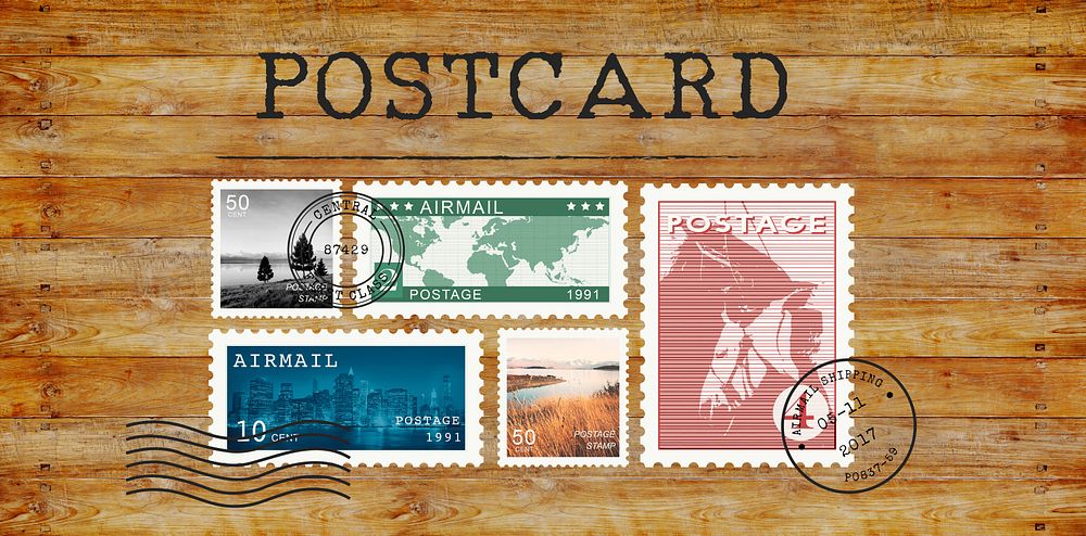 Airmail Mail Postcard Letter Stamp Concept