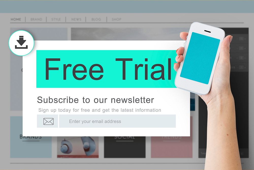 Free Trial Download Subscribe Newsletter Blog Content Concept