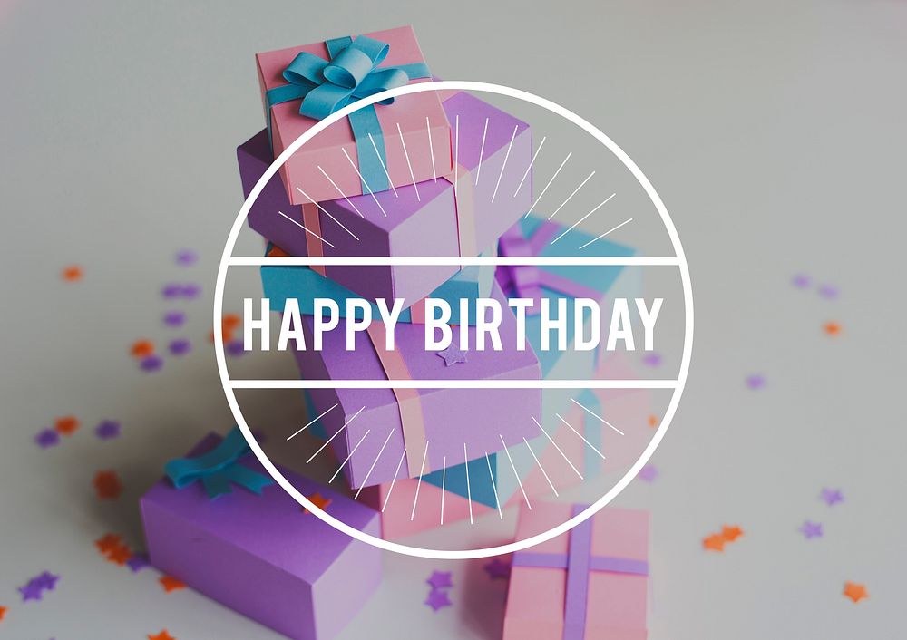 Happy Birthday Celebration Gift Surprise Word Graphic