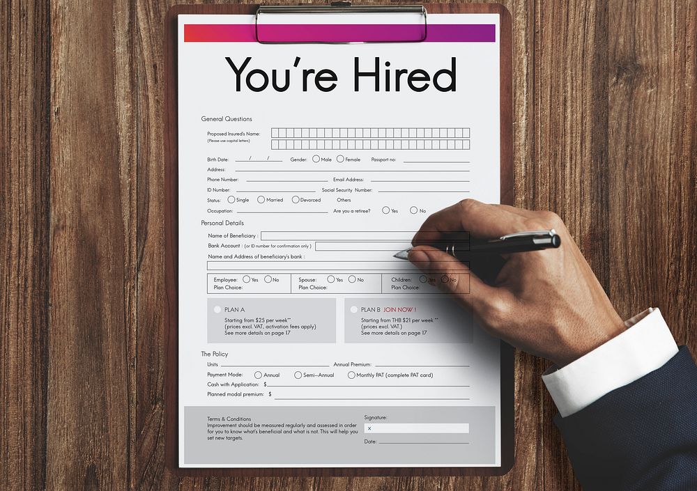 You Are Hired Form Concept