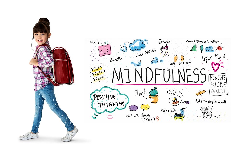 Happy little girl with mindfulness leisure activity