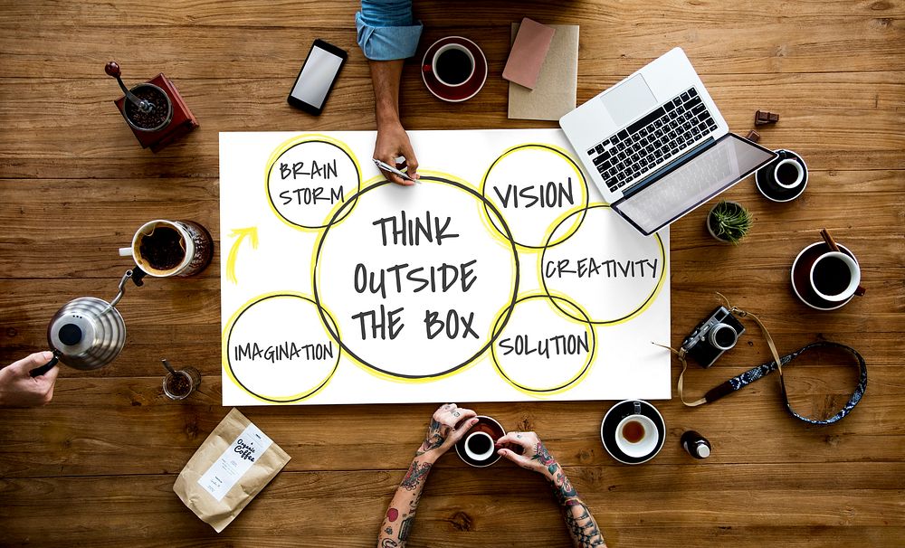 Think Out Side The Box Idea Word Graphic