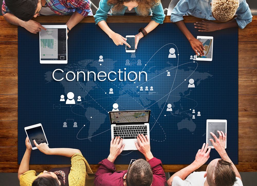 People connected global communication technology