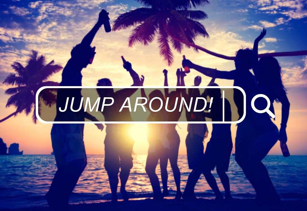 Jump Around Music Joyful Party Enjoyment Friends Concept