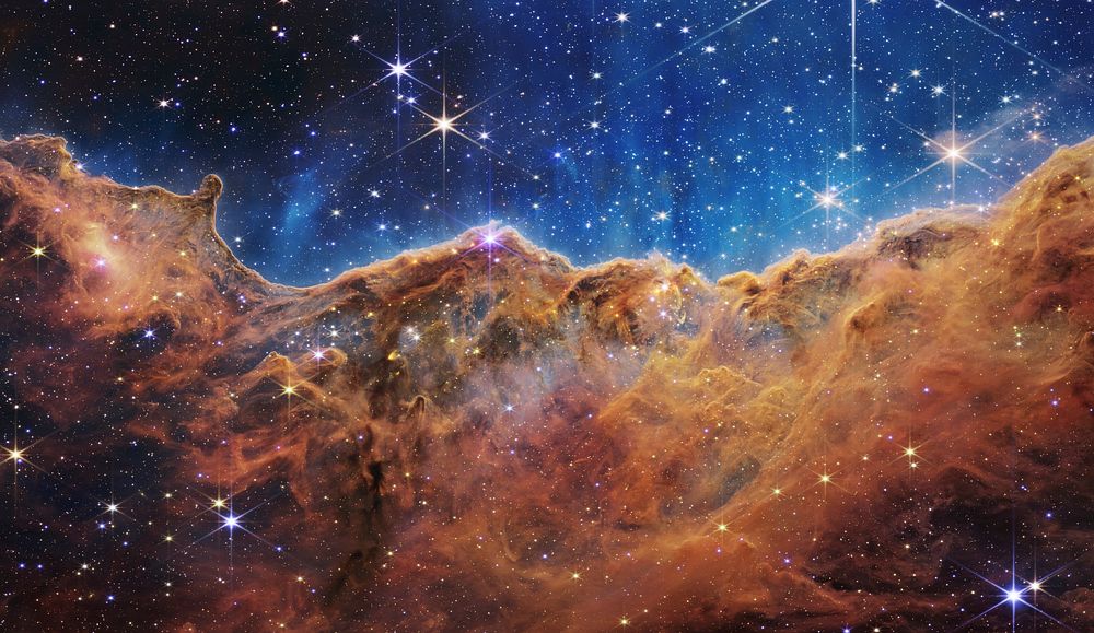 &ldquo;Cosmic Cliffs&rdquo; in the Carina Nebula from NASA&rsquo;s James Webb Space Telescope (NIRCam Image)