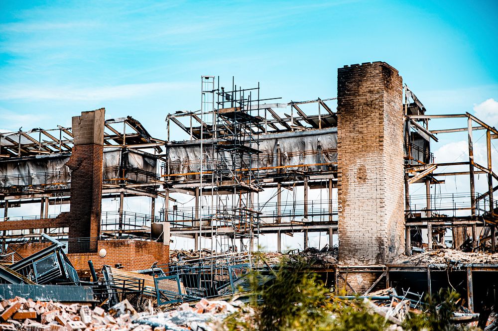 Burned out building. Original public domain image from Flickr