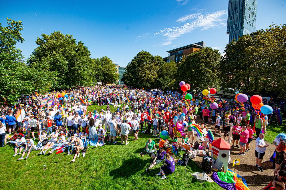 Pride celebration, August 24, 2019, Manchester, UK. Original public domain image from Flickr