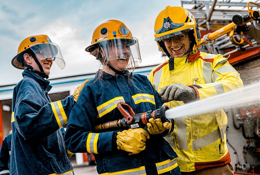 Firefighter training, July 23, 2019, Sandbach, UK. Original public domain image from Flickr