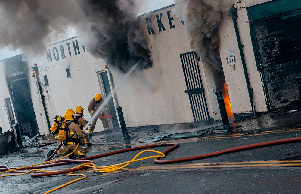 Firefighter team training. Original public domain image from Flickr