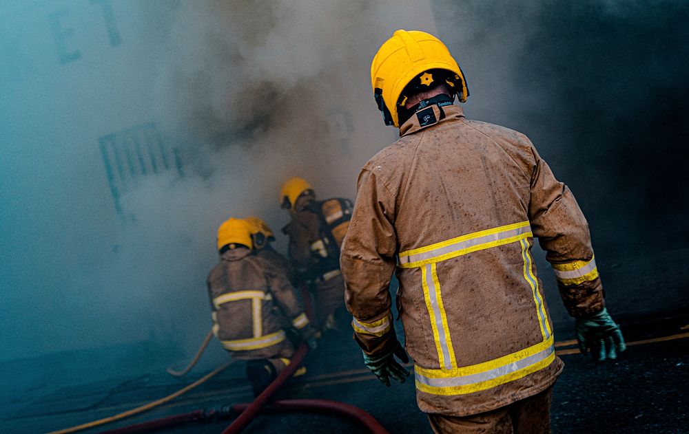 Firefighter team. Original public domain image from Flickr