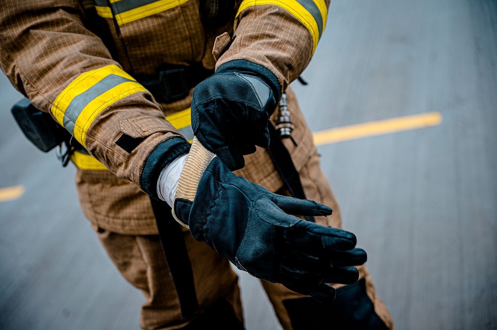 Firefighter gloves. Original public domain image from Flickr