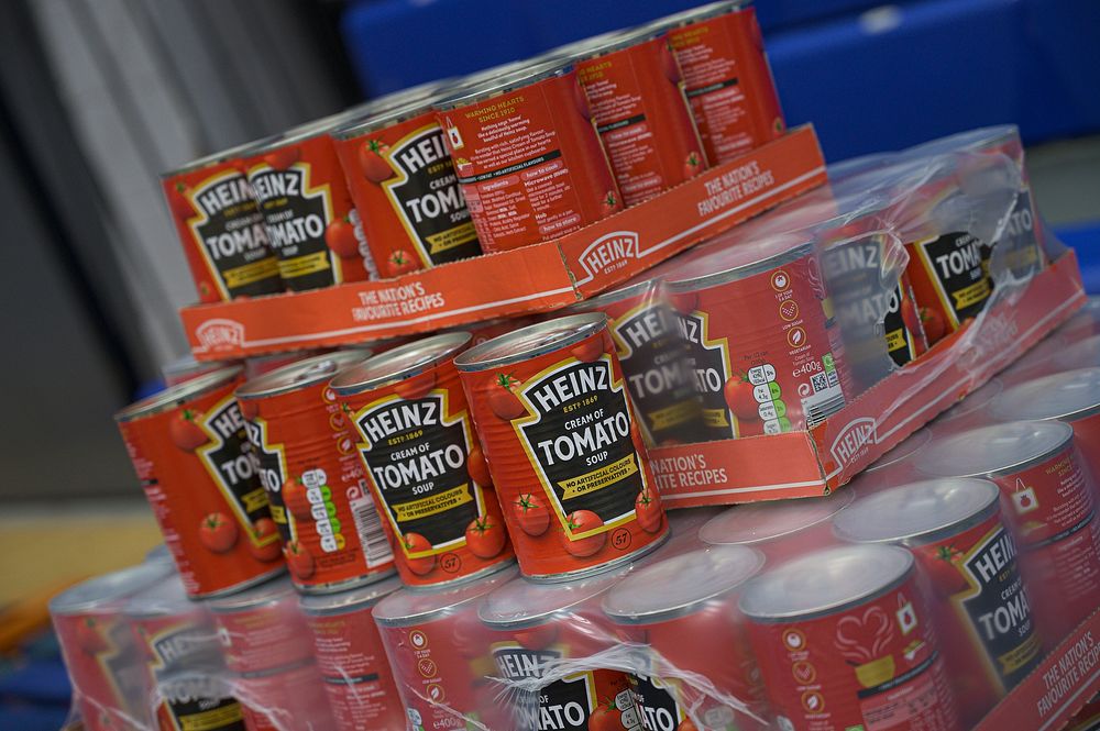 Heinz tomato soup tins, May 1, 2020, UK. Original public domain image from Flickr