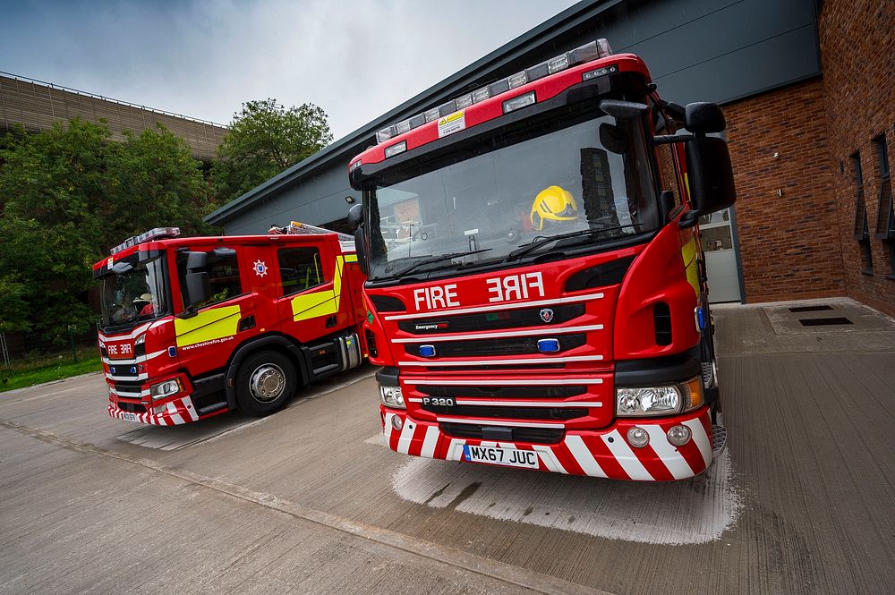 Fire truck, August 19, 2021, Chester, UK. Original public domain image from Flickr