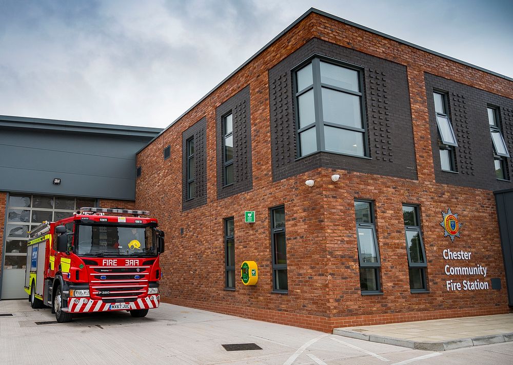 Chester fire station, August 19, 2021, Chester, UK. Original public domain image from Flickr