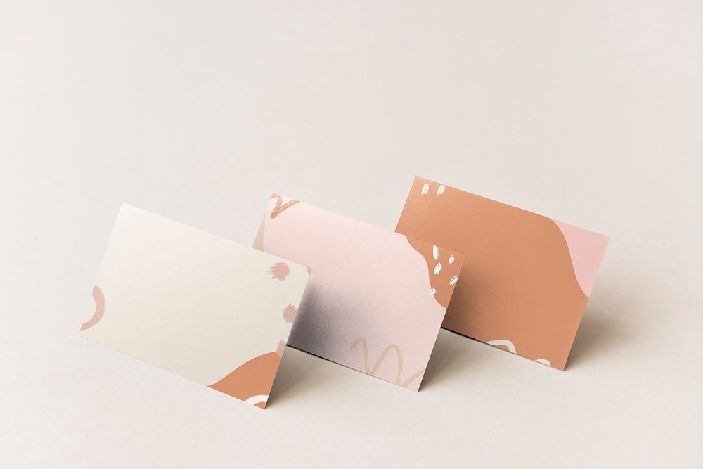 Business card mockup, beige aesthetic, editable design psd