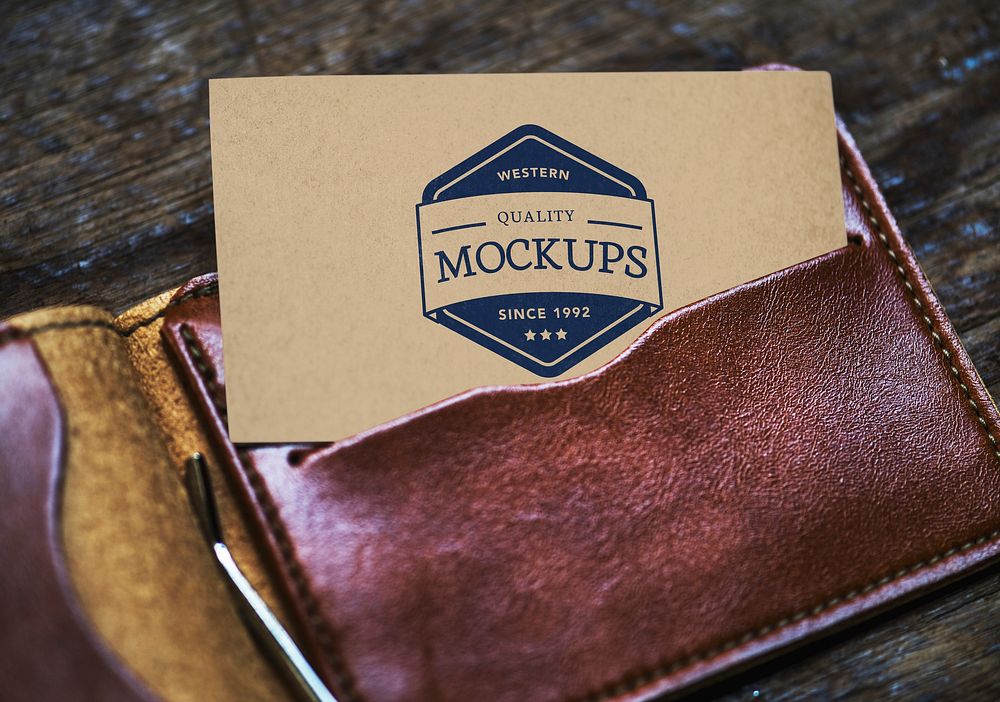 Name card mockup in a wallet