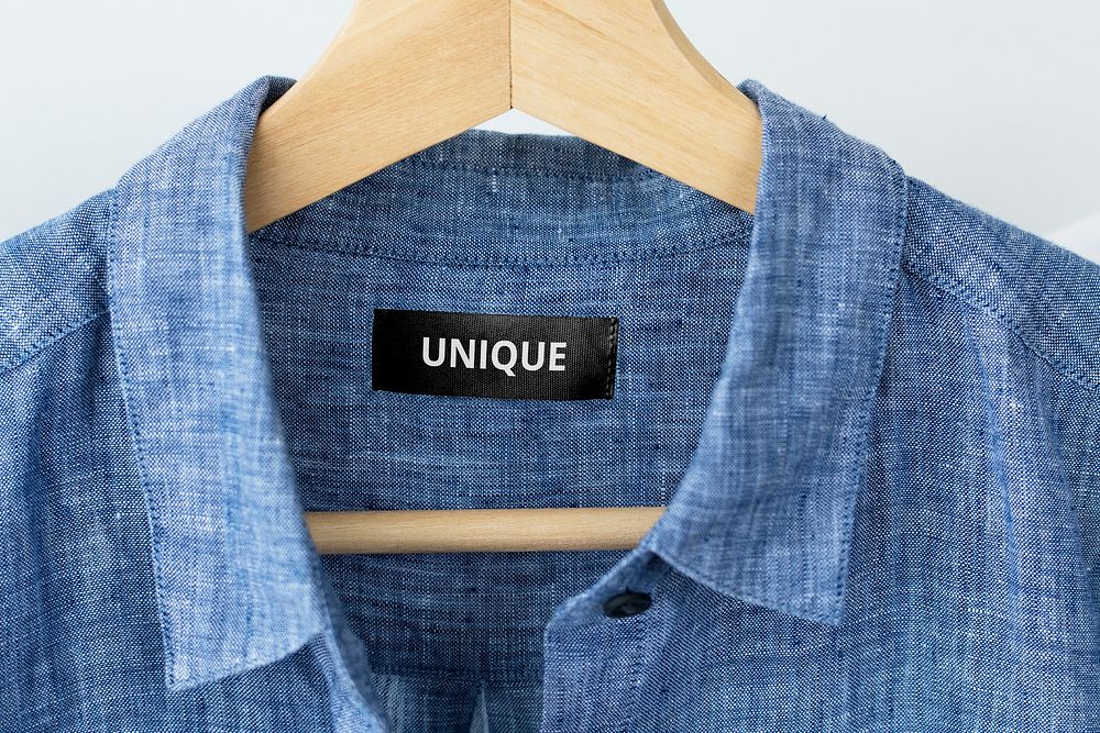 Blue linen shirt, unique clothing label