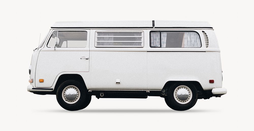 Vintage van on white background
