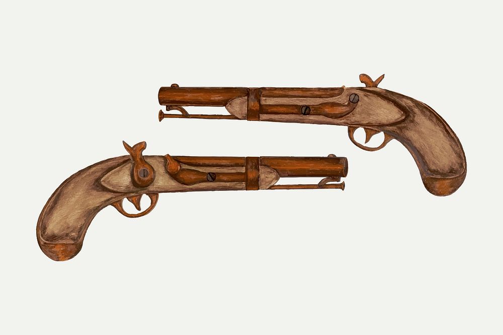 Vintage revolver gun vector illustration, remixed from the artwork by LeRoy Robinson