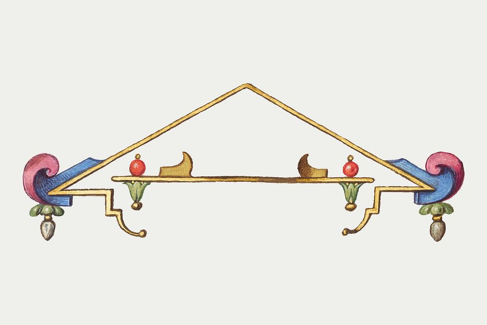 Victorian gold triangular emblem vector 