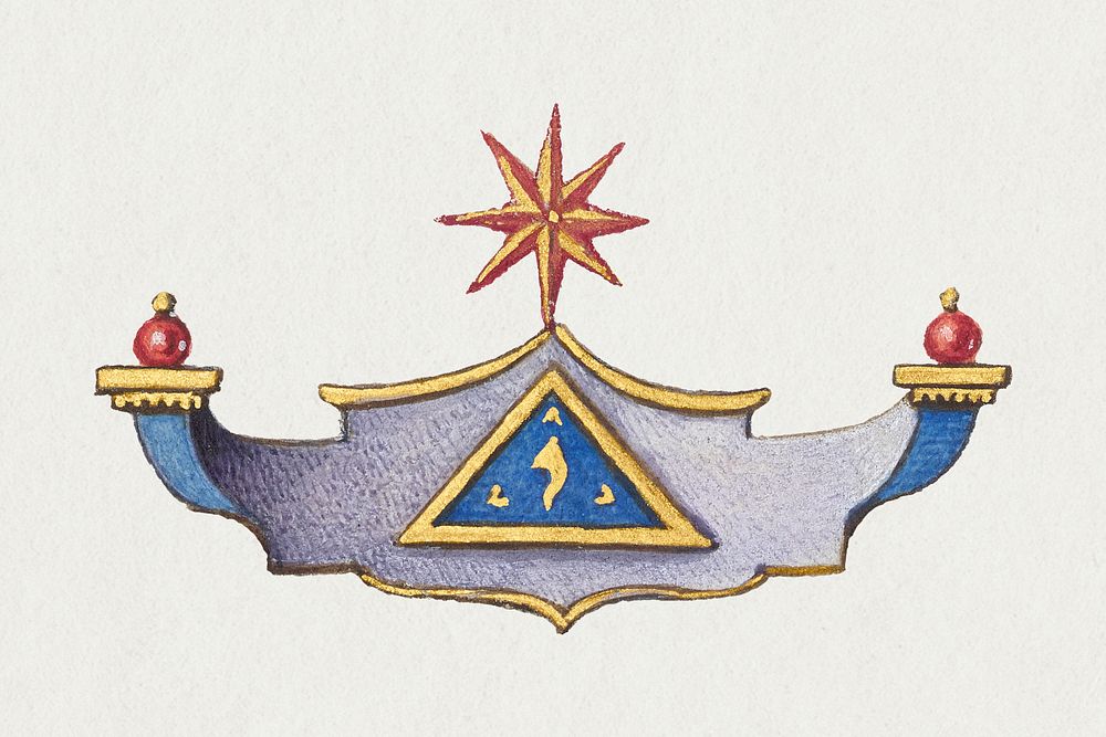 Vintage medieval psd ornamental badge element
