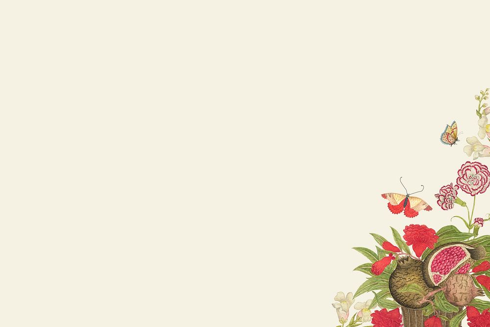 Vintage botanical vector background, remixed from the 18th-century artworks from the Smithsonian archive.