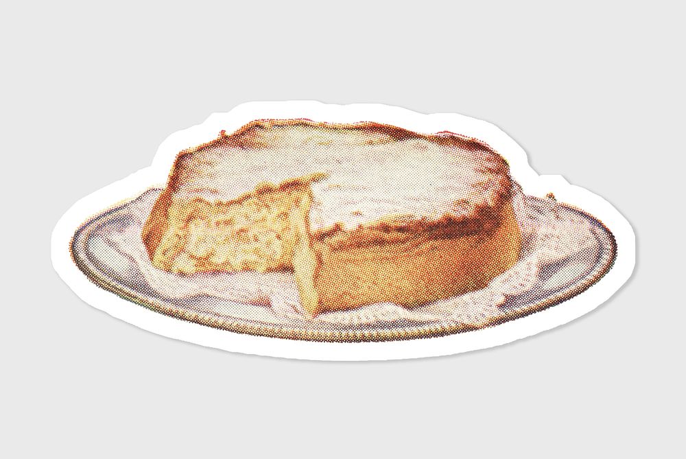 Hand drawn sponge savoy cake sticker with white border