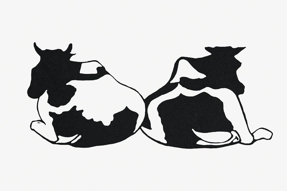 Vintage cows animal art print, remix from artworks by Samuel Jessurun de Mesquita