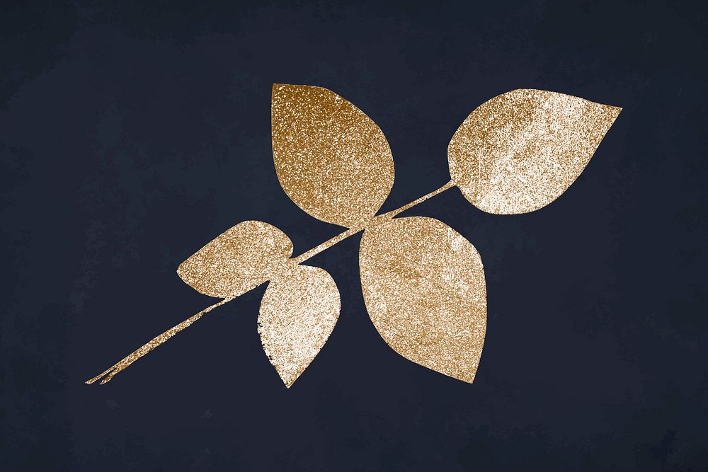 Vintage glittery gold twig art print vector, remix from artworks by Samuel Jessurun de Mesquita