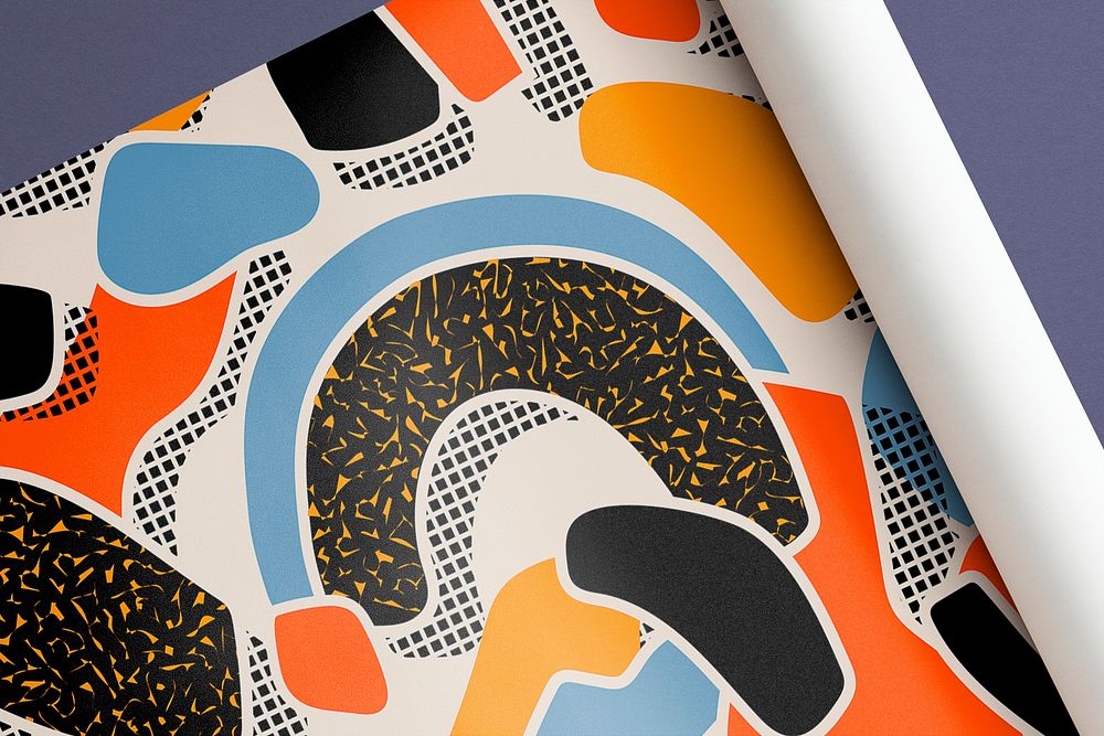 Gift wrapping paper mockup, abstract pattern, editable design psd