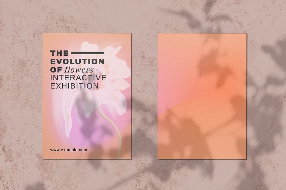 Flower exhibition flyer on aesthetic wall