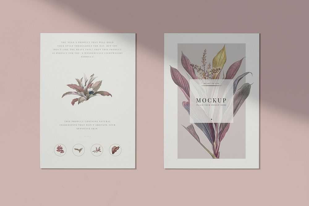 Natural floral design card mockup psd