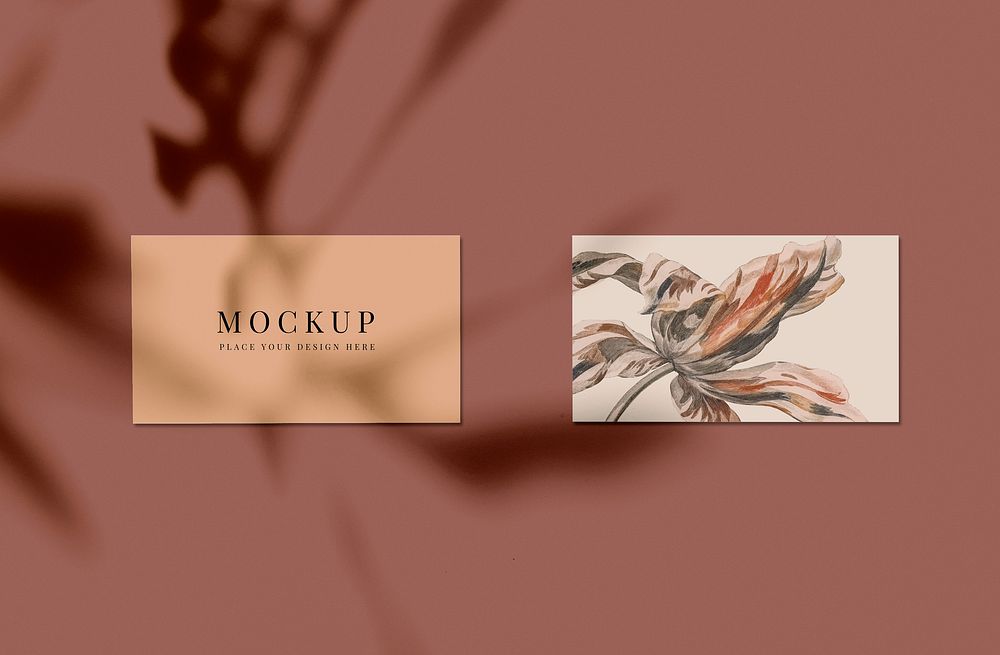 Floral design business card mockup psd