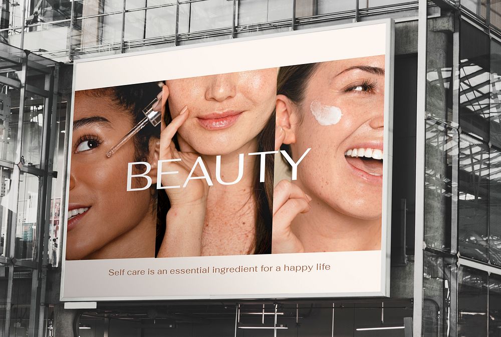 Billboard sign mockup, beauty ad psd