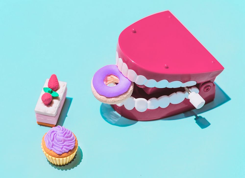 Teeth toy background, colorful aesthetic