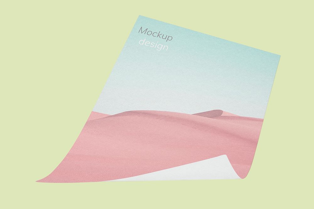 Editable curled poster mockup, aesthetic design psd