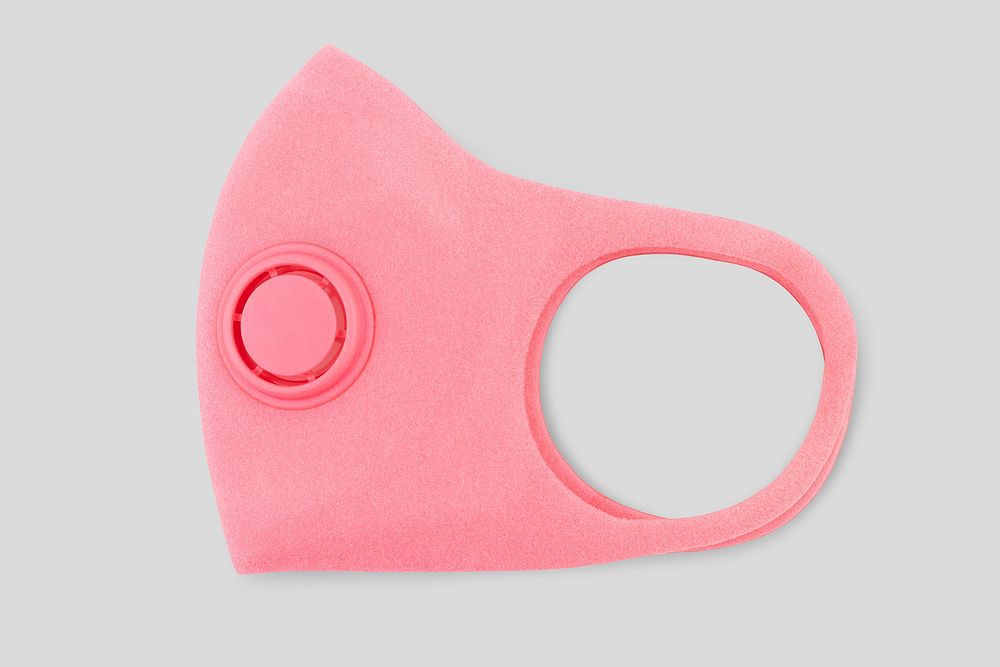 Pink foam mask with valve mockup