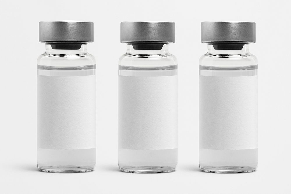 Medicine glass bottle with blank white label