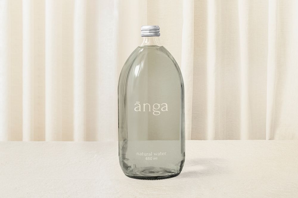 Minimal glass bottle, product packaging design