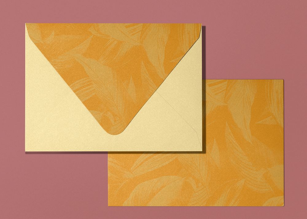 Orange leafy envelope, invitation card