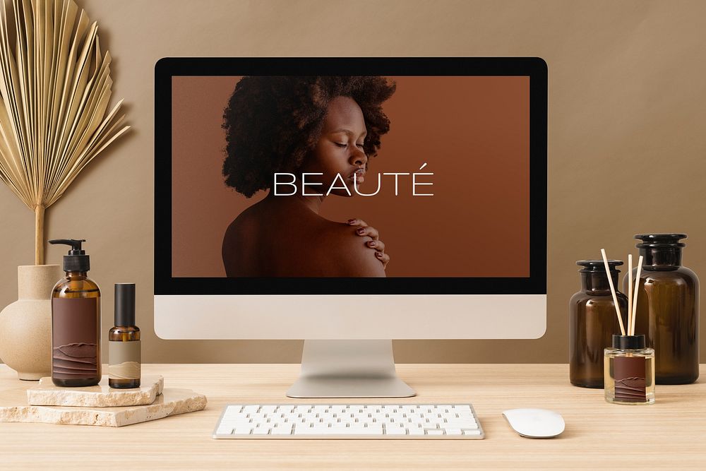 Aesthetic beauty business workstation, computer screen