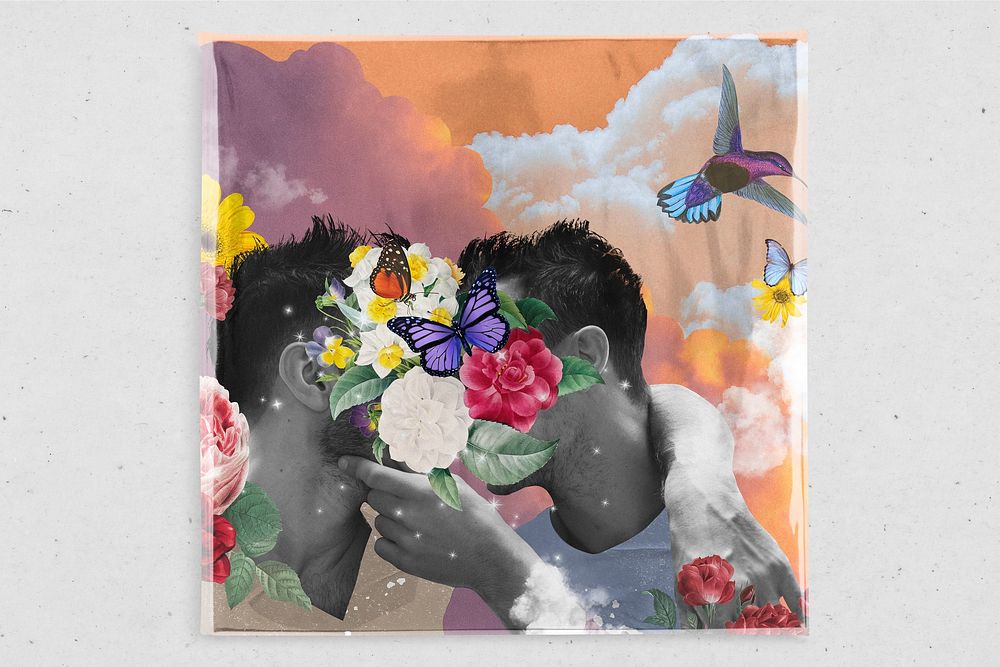Gay love vinyl cover, aesthetic remix media design