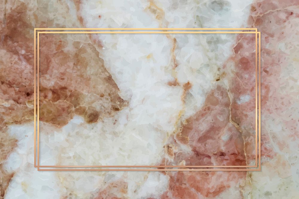 Rectangle gold frame on red  marble background vector